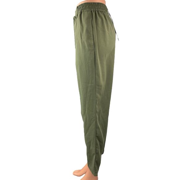 NEW Zara Womens Green Drawstring Pleated High Rise Cropped Trouser Pants Size XS - Picture 2 of 5